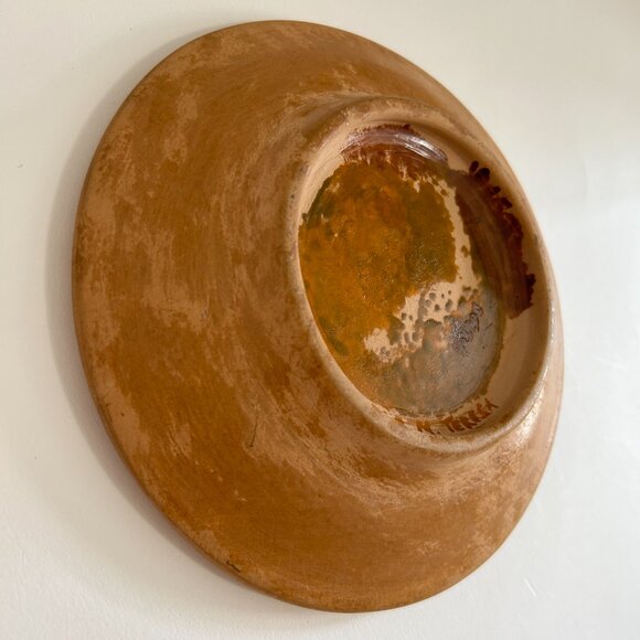 VTG. Signed Tonala Hand Painted Birds Terracotta red clay ceramic pottery plate - Picture 7 of 8